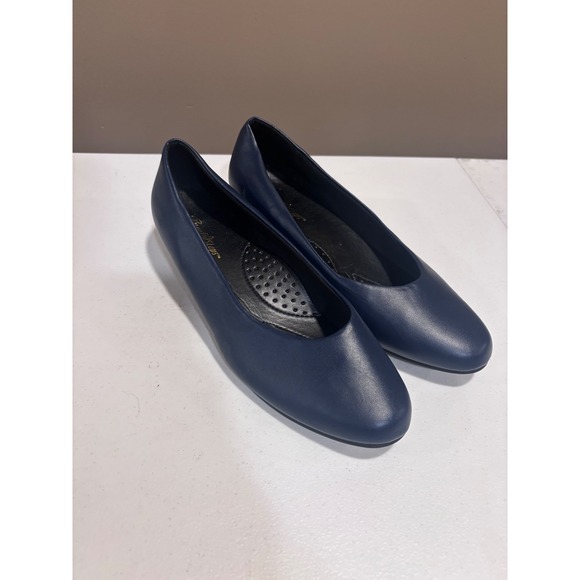 Angel Steps Shoes - Angel Steps Womens Navy Blue Low Wedge Pump Shoes Round Toe Comfort Size 9W
